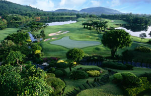 view over 18th green blue canyon country club, canyon course, phuket